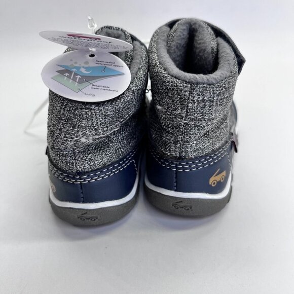 See Kai Run Sam Waterproof Boots size 4 in Navy & Gray - Picture 3 of 14